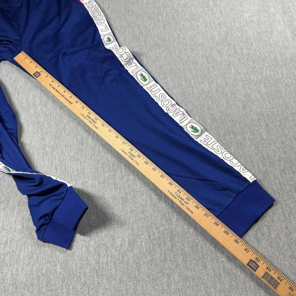 Lacoste Sweatpants Mens M Blue Red Taped Logo Side Stripe Athletic Track Pants